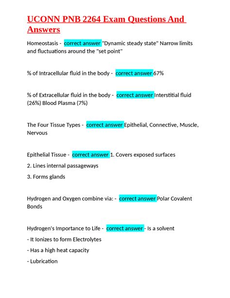 Uconn Pnb 2264 Exam Questions And Answers Exams Medicine Docsity