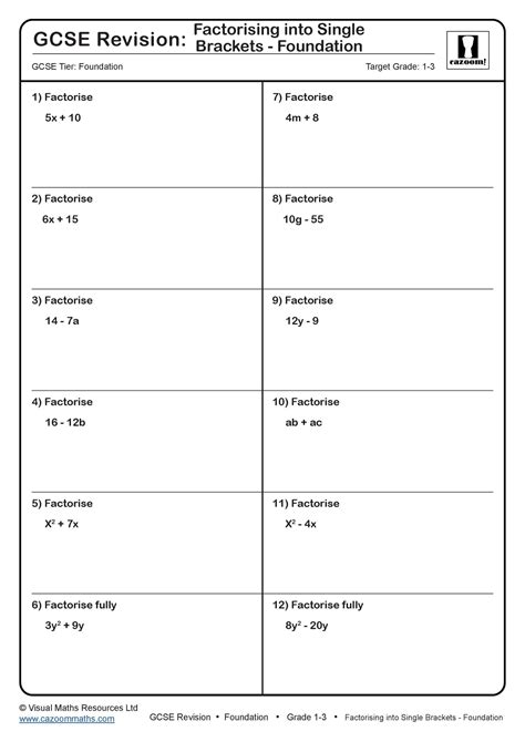 Expanding Single Brackets Foundation Gcse Questions Gcse Revision Questions