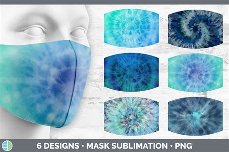 Blue Tie Dye Mask Sublimation Bundle Face Mask Designs By Enliven