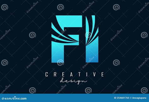 Creative Blue Letters Fi F I Logo With Leading Lines And Road Concept Design Letters With