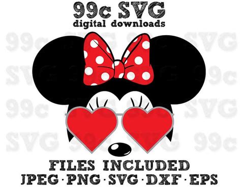 Minnie Heart Sunglasses Svg Dxf Png Vector Cut File Cricut Etsy