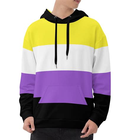 Nonbinary Hoodie Nonbinary Flag Hooded Sweatshirt Nonbinary Pride