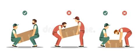 Lifting Technique Safety Moving And Load Heavy Objects Body Ergonomic Positions Vector Cartoon