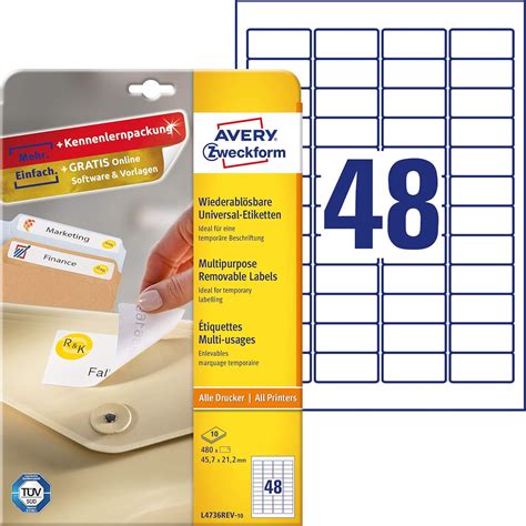 Amazon Avery Dennison Zweckform L Rev Universal Labels Re