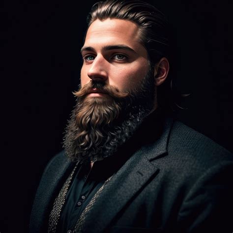 Un Hombre Con Barba Y Camisa Negra Lleva Un Traje Negro Y Una Camisa