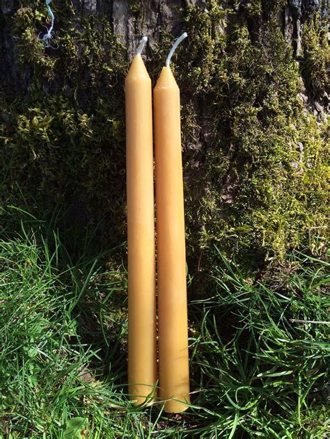 Pure Beeswax Taper Candle Pair Inch Bees Wax Tapered Etsy