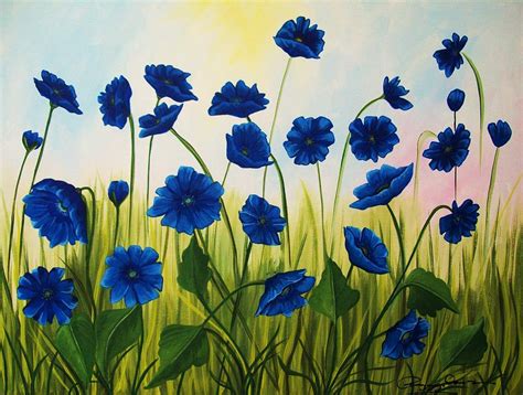 Wild Blue Poppies Painting By Peggy Davis Fine Art America