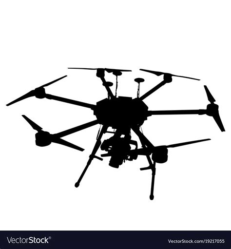 Black Silhouette Drone Quadrocopter On White Vector Image