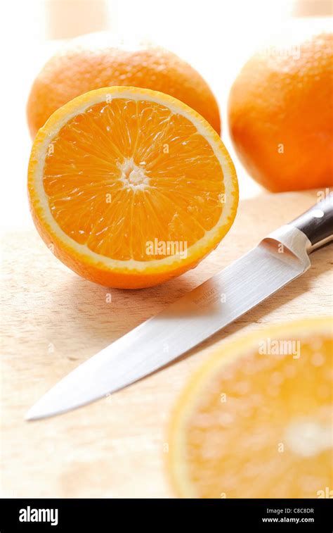 Orange Cut In Half Stock Photo Alamy