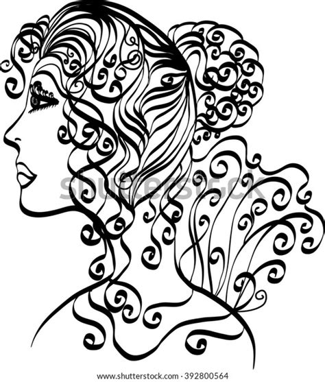 Beautiful Girl Long Curly Hair Vector Stock Vector Royalty Free