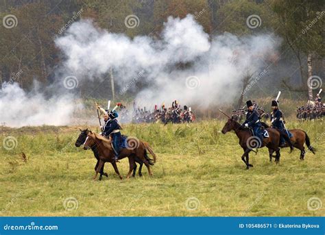 Borodino Battle Historical Reenactment in Russia. Battle Scene ...