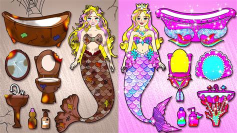 Paper Diy Poor Vs Rich Rapunzel Mermaid Rainbow New House