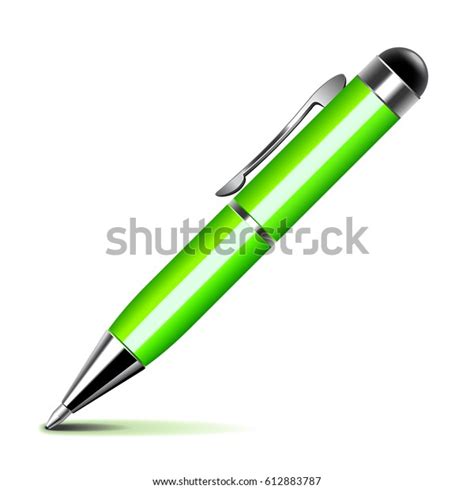 Green Pen Isolated On White Photorealistic Stock Vector Royalty Free