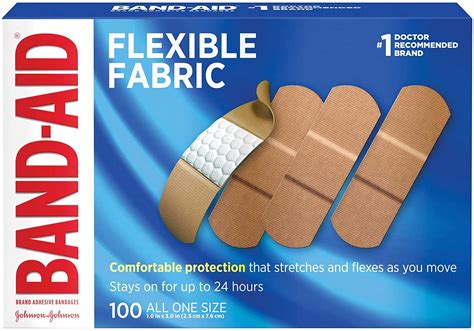 Band Aid Brand Flexible Fabric Adhesive Bandages For Wound Care And First Aid All One Size 100