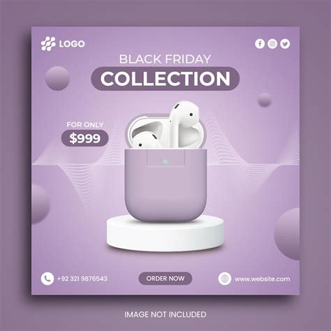 Premium Psd Modern And Elegant Airpods Promotional Square Banner For