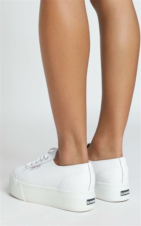 Superga - 2790 FGLW Platform Sneakers In White Leather | Showpo