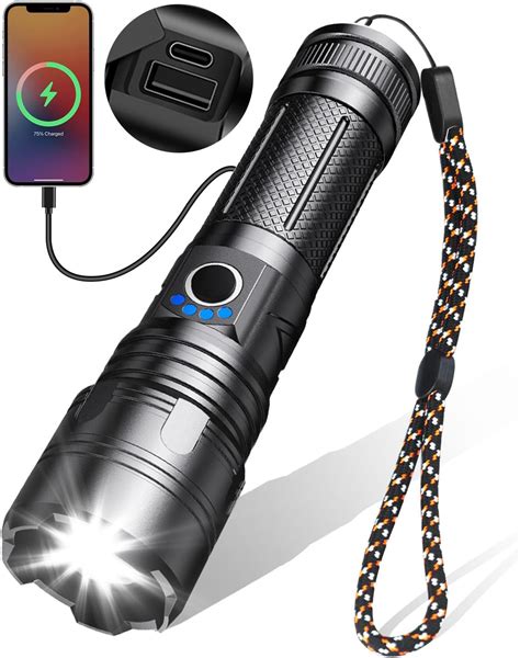 Andizun Torches Lumens Rechargeable Flashlight Led Torch Modes