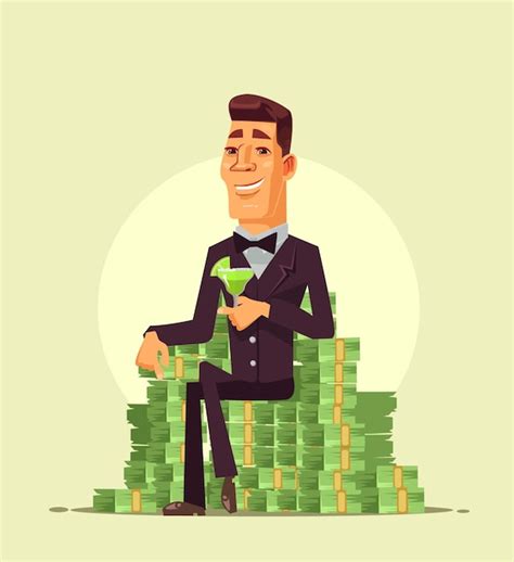 Premium Vector Rich Wealthy Happy Smiling Businessman Worker