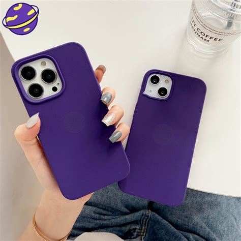 Capa Completa De Silicone L Quido Roxo Profundo Compat Vel Iphone