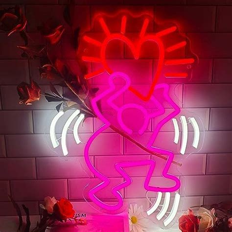 Haring Stree Art Neon Sign Dimmable Graffiti Heart Led Signs Creative Neon Signs