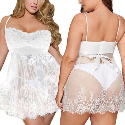 Plus Size Sexy Women Lingerie Lace Sleepwear Babydoll Pajamas Chemise