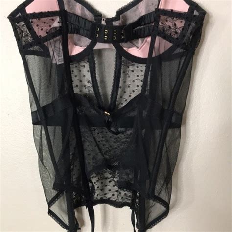 Victorias Secret Black Lace Corset Type Sheer Linger… Gem