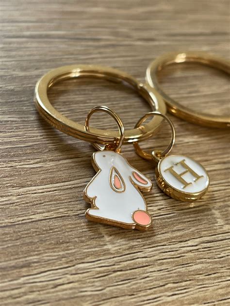 Personalised Bunny Keyring Rabbit Keychain Token T Etsy Uk