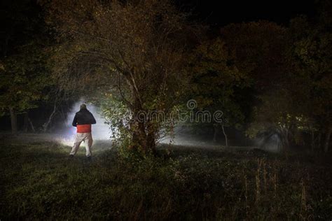 Silhouette Man Dark Haunted Scary Forest Halloween Night Photos