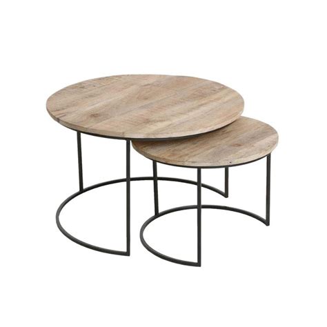 Mango Round Coffee Table Set Natural 50x3870x45cm Zoco Home