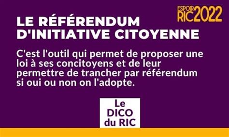 Référendum Dinitiative Citoyenne Ric Définition Explication