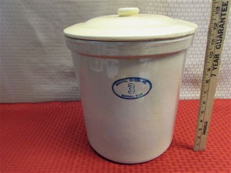 Lot Detail Vintage Marshall Pottery 3 Gallon Stoneware Crock With Lid