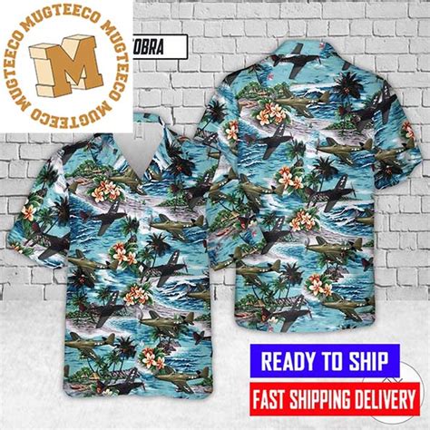 Bell P 63 Kingcobra United States Army Air Forces Hibicus Military Hawaiian Shirt Mugteeco