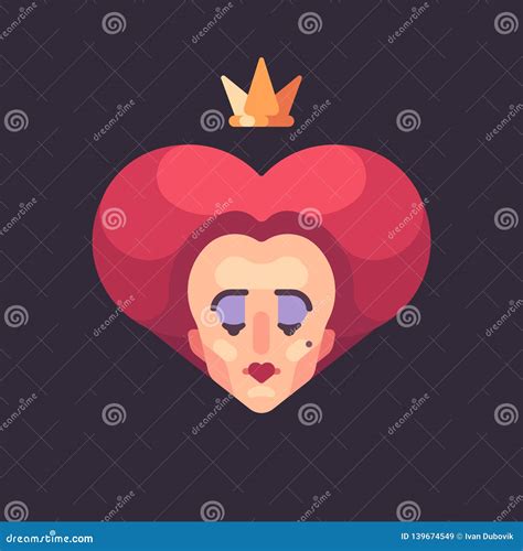 Queen Of Hearts Flat Illustration Fairy Tale Character Concept Stock