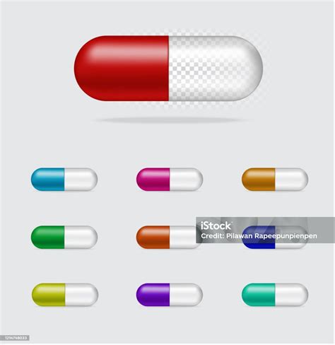 Mock Up Realistis Transparan Pil Obat Kapsul Panel Pada Putih Latar