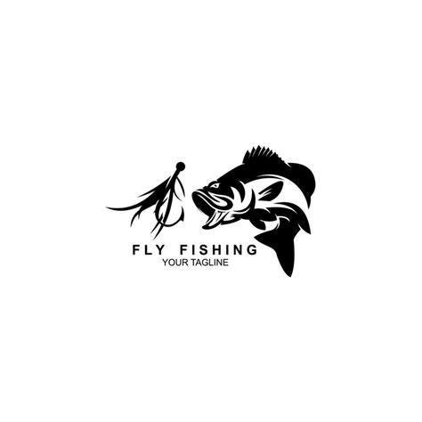 Fishing Logo Black And White Illustration Of A Fish Hunting For Bait