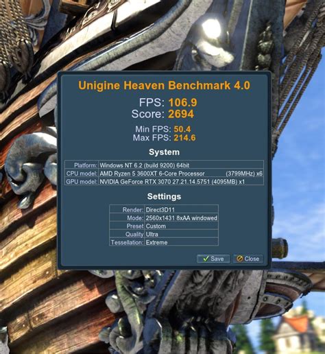 RTX 3070 Twin Edge OC Unigine Heaven Benchmark @1440p out of box ...
