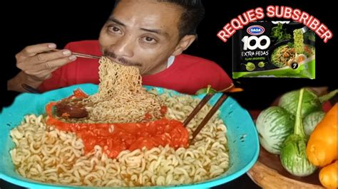 MUKBANG 2BUNGKUS MIE GAGA 100 EXTRA PEDAS LALAPAN MENTAH Mukbang