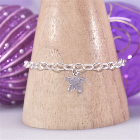 Handmade Sterling Silver Hammered Star Bracelet