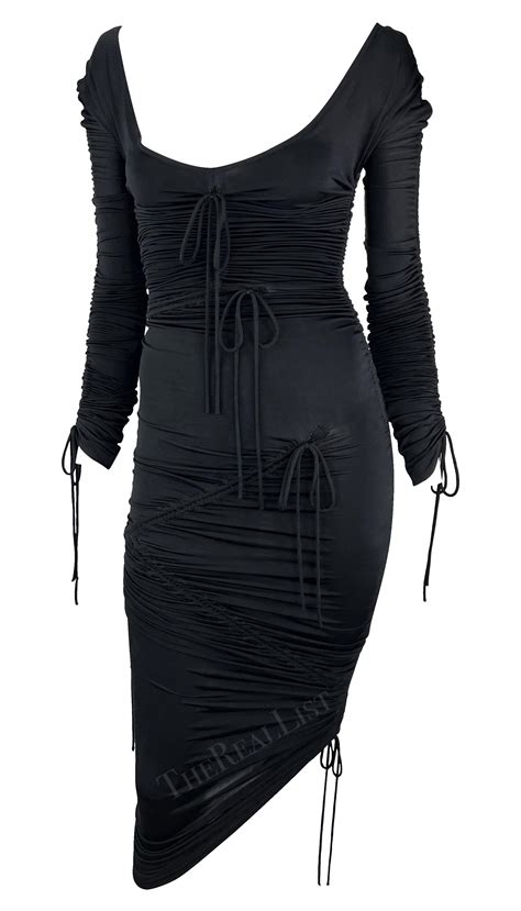 S S 2003 Dolce And Gabbana Runway Sex And Love Black Drawstring Bodycon Dress For Sale At 1stdibs