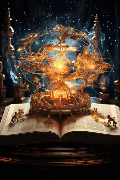 Открытая книга с летающими знаками зодиака астрология волшебная книга ...