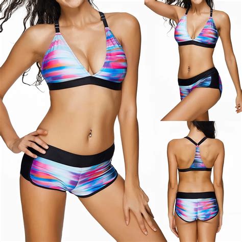 Summer Hot Sale Youth Womens Bikini Solid Set Swimsuit Two Piece