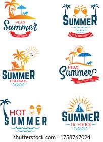 Summer Vacation Logo Design Template Stock Vector Royalty Free