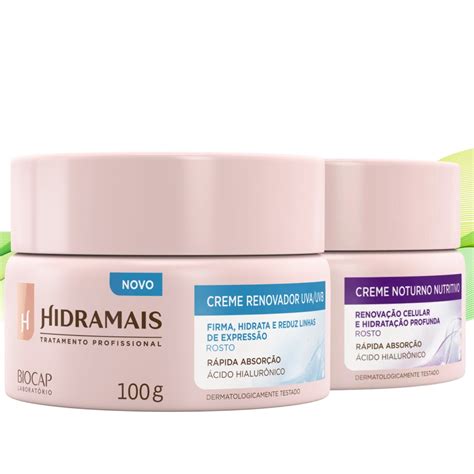 Kit Creme Facial Noturno Nutritivo Hidramais 100g Creme Facial