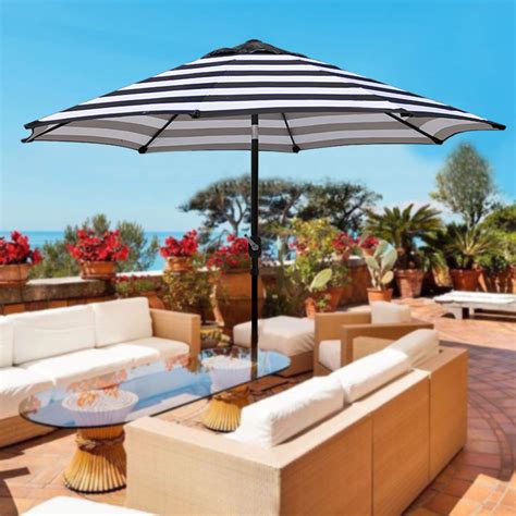 Blissun 9 Outdoor Aluminum Patio Umbrella Striped Patio Umbrella