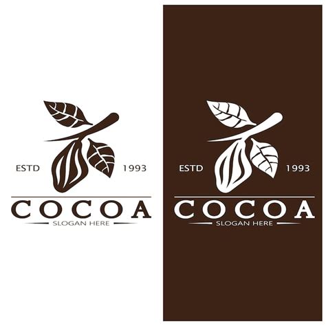 Premium Vector Cocoa Logococoa Beancocoa Treecocoa Branches And