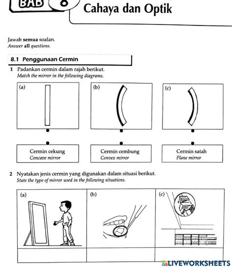 Ulangkaji Jenis Cermin Worksheet Live Worksheets