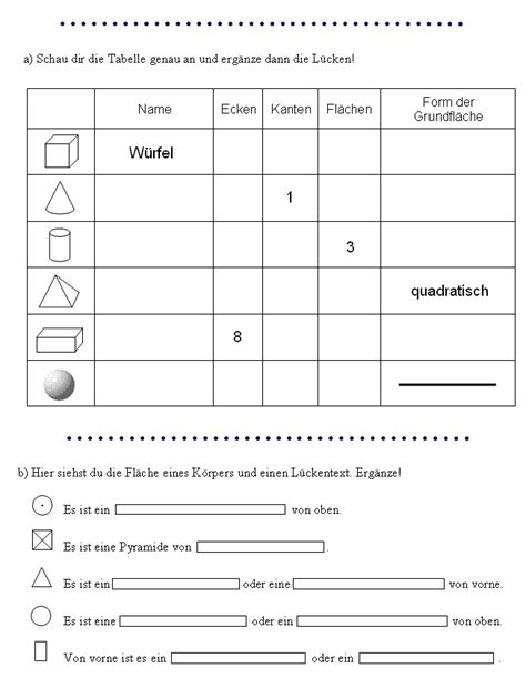 Bungen Zu Den Geometrischen K Rpern In Der Klasse K Rper