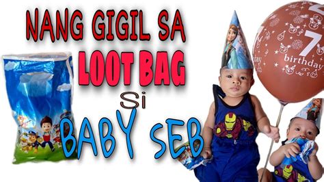 Naki Birthday Si Baby Seb Nang Gigil Sa Loot Bag So Cute Baby