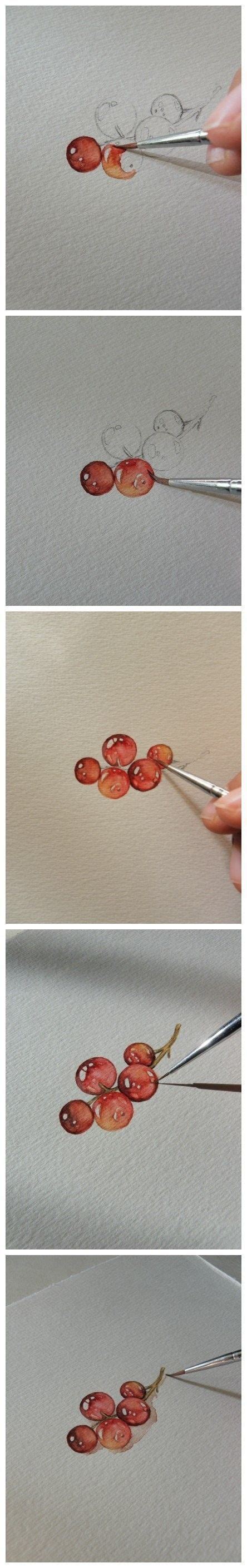 The Process Of Painting Flowers With Watercolors Is Shown In Three