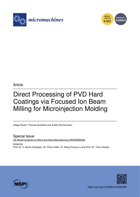 PDF Direct Processing Of PVD Hard Coatings Via Focused Ion Beam